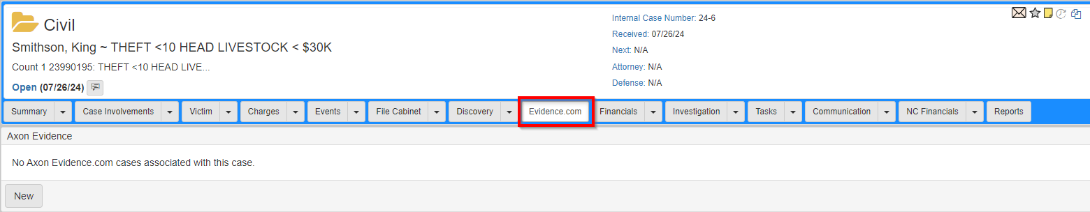 Default Evidence.com view