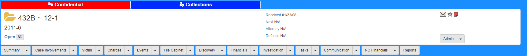 Person and Case Special Status before case header.