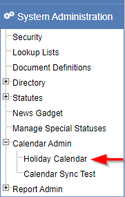 The screen for configuring holidays in eAttorney