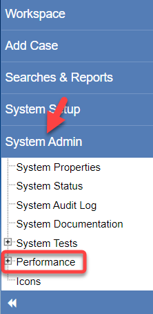 Performance logs navigation.