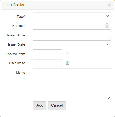 Directory Identification Entry form