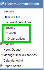 The Directory navigation items