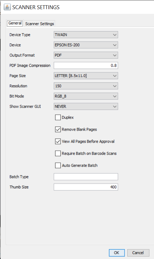 File Cabinet Scan Options