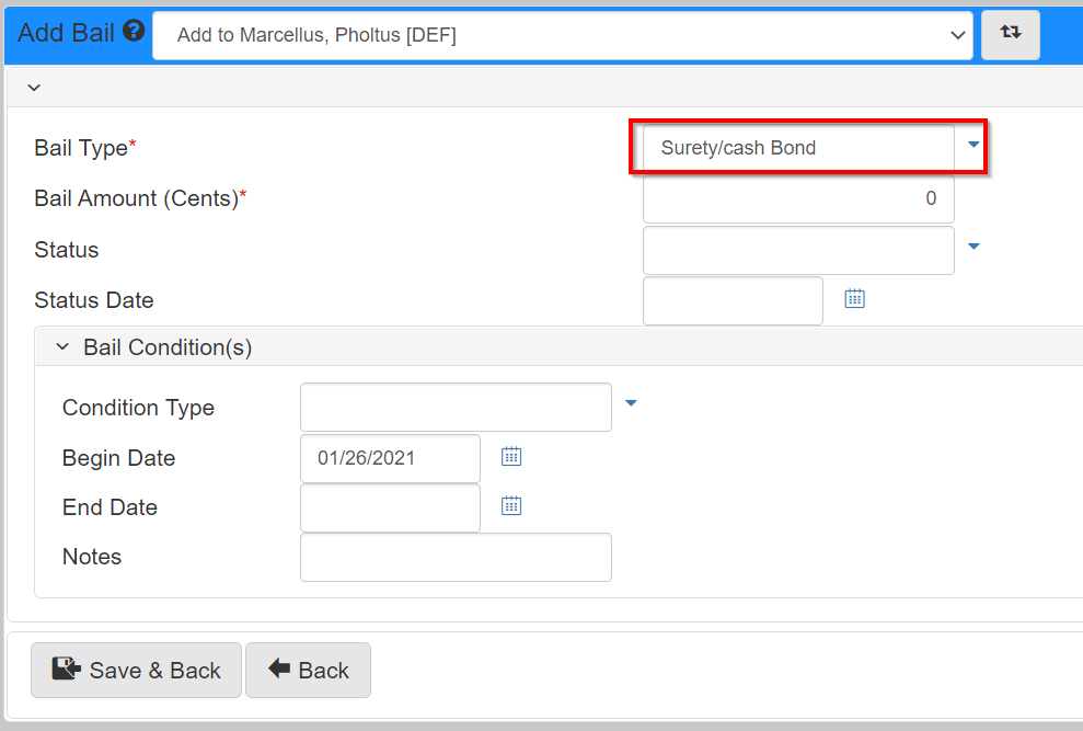 Add Bail Surety