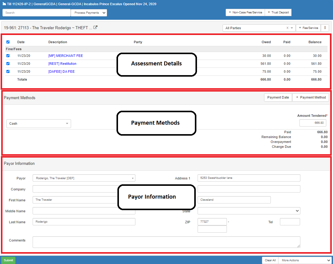 Cash Receipts panel overview