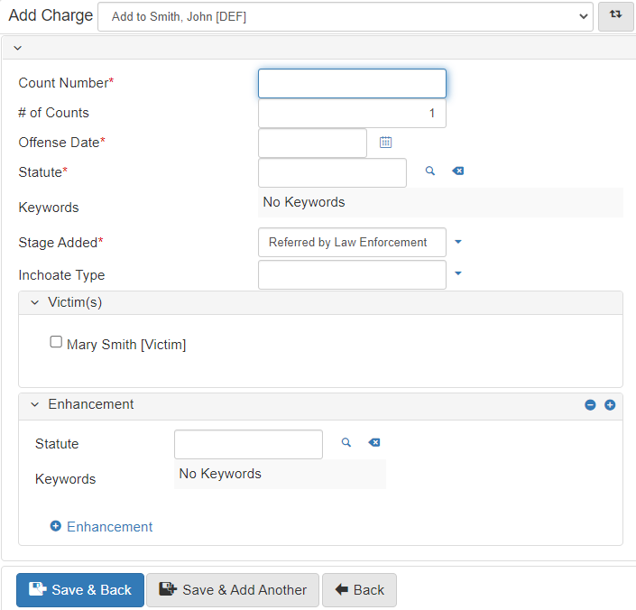 add charge form