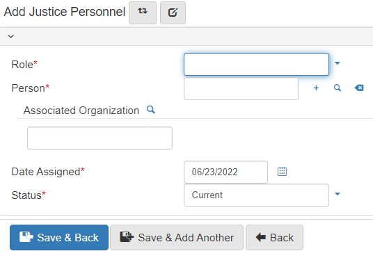 add justice personnel form