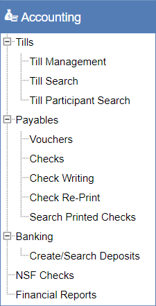 Left navigation Accounting section