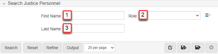 Search Justice Personnel Parameters Guide