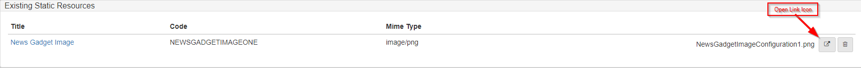 Static Resource page for news gadget configuration with image resource