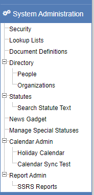 The System Administration navigation items