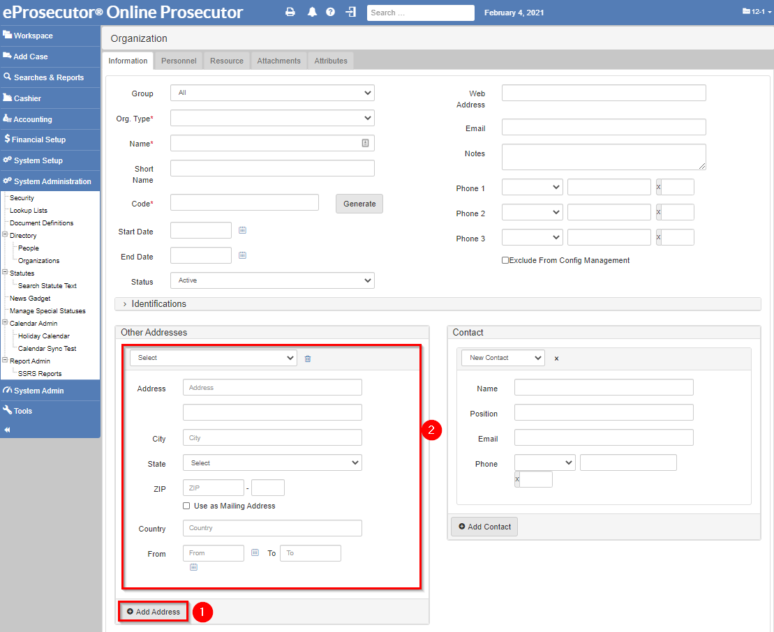 Adding addresses