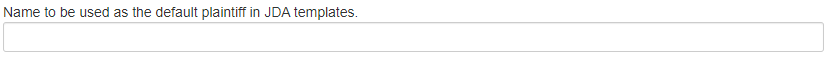 Default plaintiff field on the Default JDA Settings screen