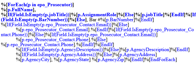 Prosecutor info section of the default complaint template