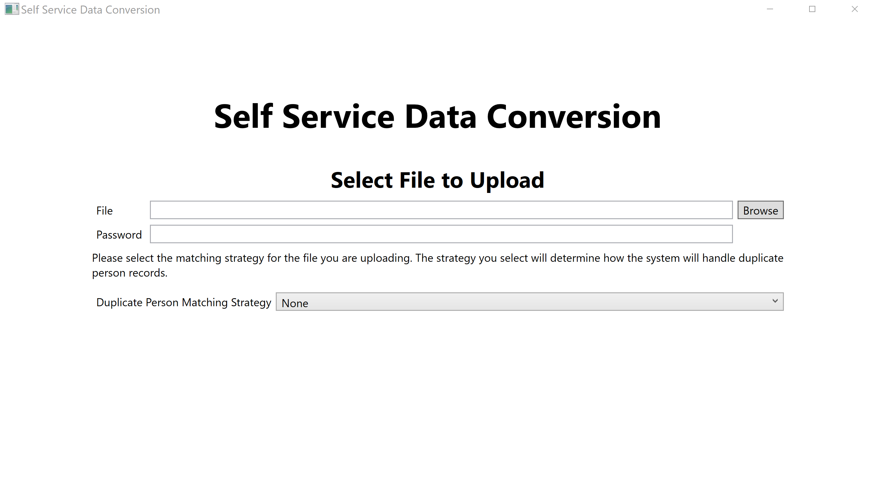 Screen showing the file selection dialog for selecting the Excel file with your case data