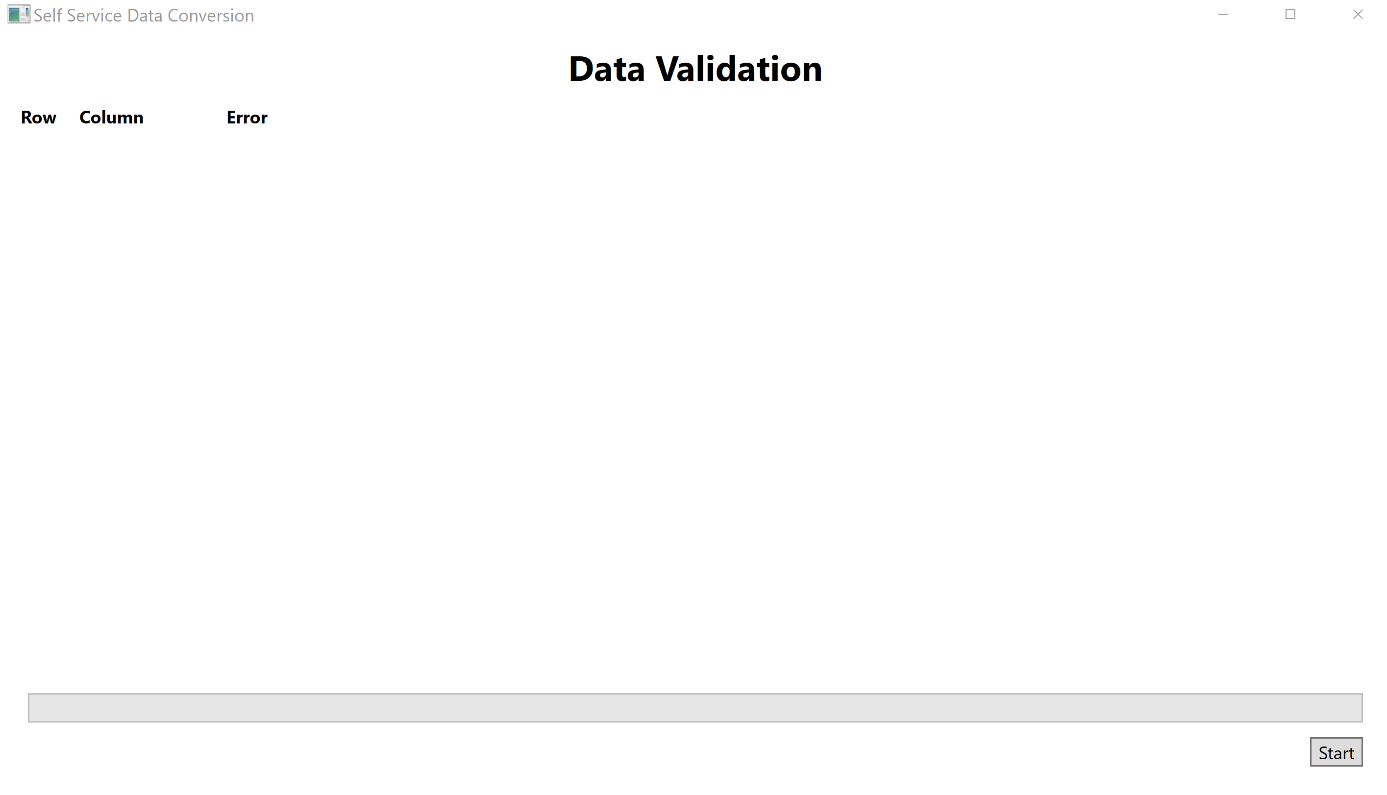 Screen displaying errors found during data validation.