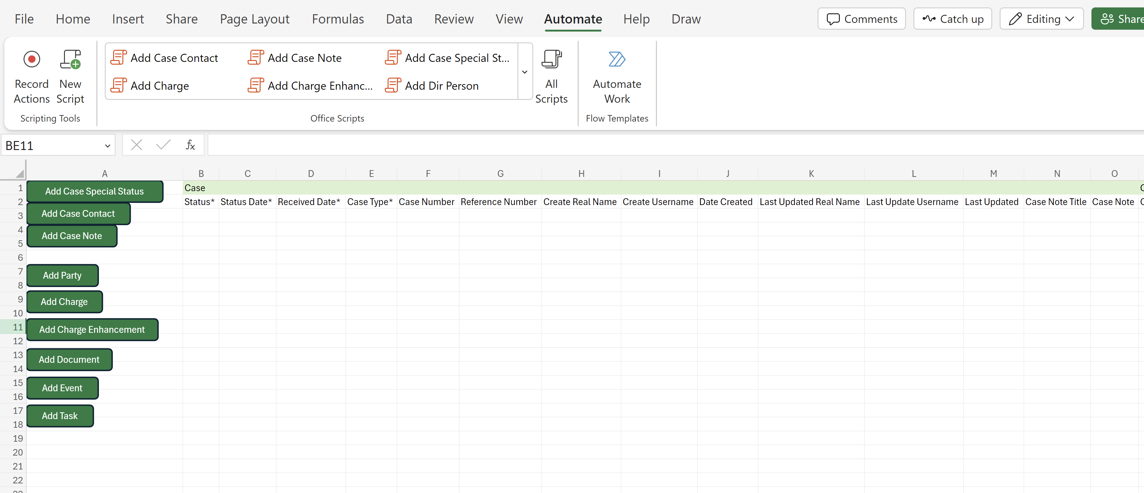 Excel macros and buttons