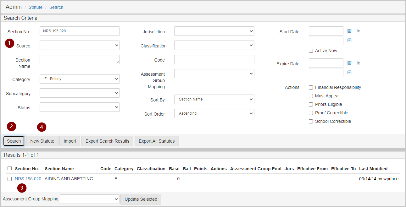 Add statute configuration screen