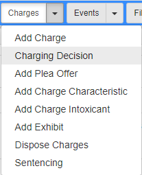 Charging Decision emphasized in the Charges dropdown