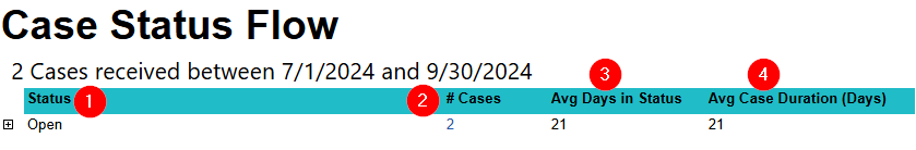 Case Status Flow sample report with markup