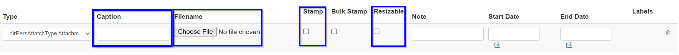 A new Directory Attachment table row