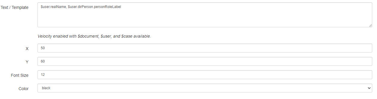 An example label configuration