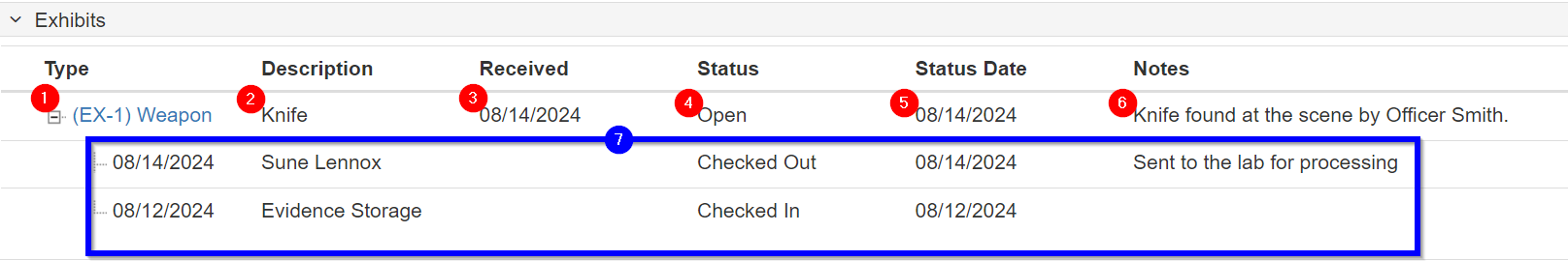 Exhibit and exhibit tracking information