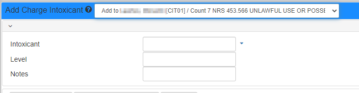 Add Charge Intoxicant form