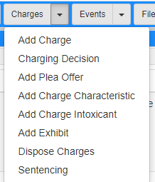 charges dropdown menu