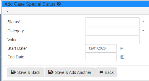 add case special status form