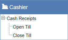 Left navigation Cashier navigation items