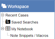 Left navigation Workspace navigation items