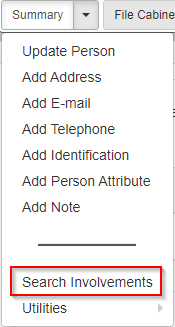 Search Involvements option in the Summary dropdown