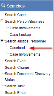 Search Justice Personnel Caseload navigation item