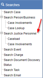 Search Justice Personnel navigation item